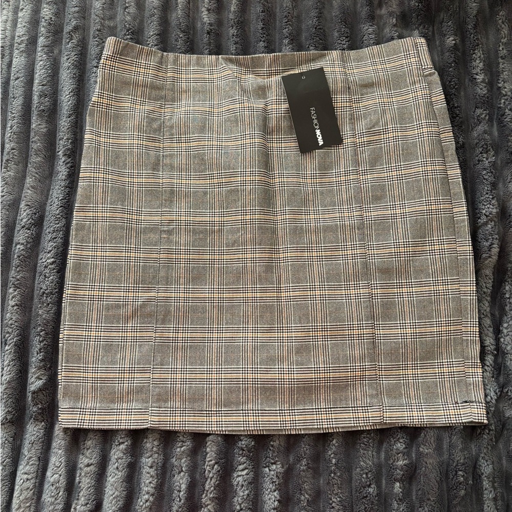 Fashion Nova Plaid Pencil Skirt - Black and White